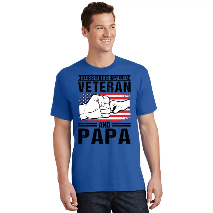 Blessed To Be Called Veteran And Papa Grandfather Gift T-Shirt