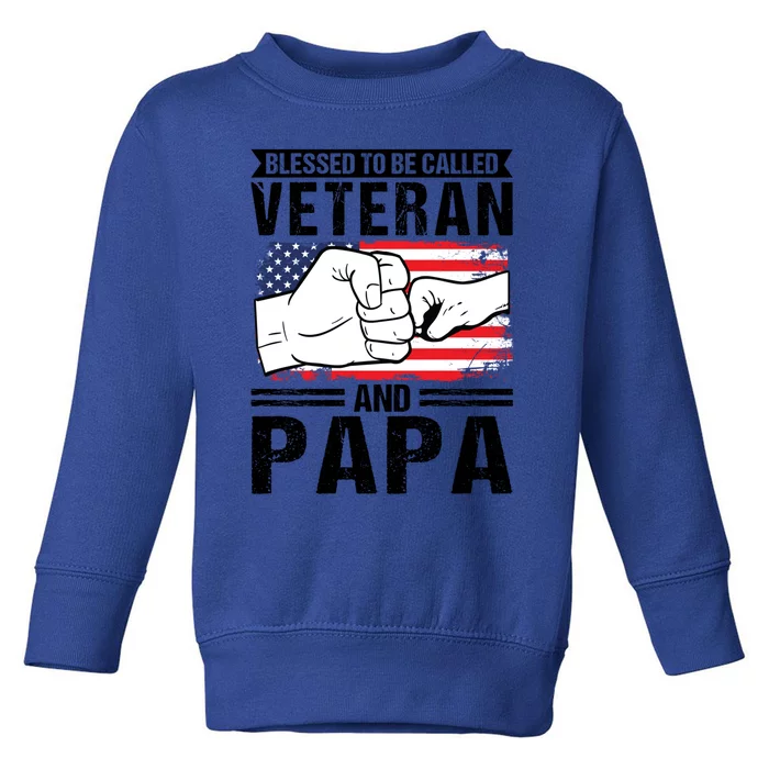 Blessed To Be Called Veteran And Papa Grandfather Gift Toddler Sweatshirt