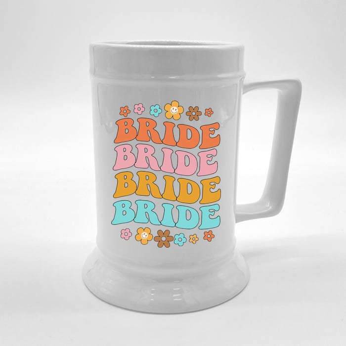 Bride To Be Bridal Shower Groovy Bachelorette Party Matching Front & Back Beer Stein