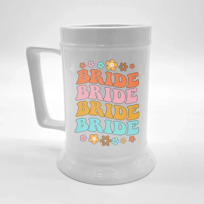 Bride To Be Bridal Shower Groovy Bachelorette Party Matching Front & Back Beer Stein