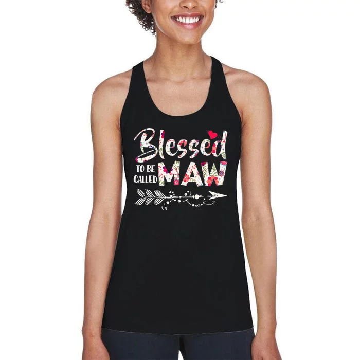 Blessed To Be Called Maw Gift Floral Maw Women's Racerback Tank