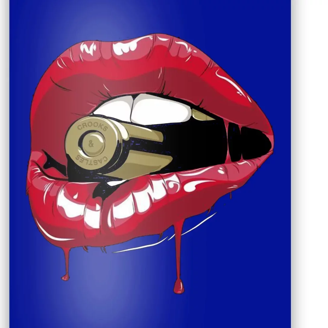 Biting The Bullet Red Lipstick Lips Gift Poster