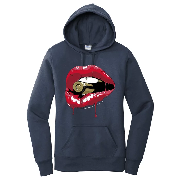 Biting The Bullet Red Lipstick Lips Gift Women's Pullover Hoodie