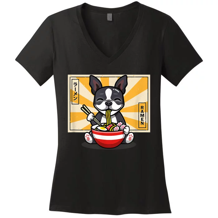 Boston Terrier Women's V-Neck T-Shirt