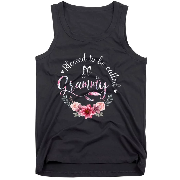 Blessed To Be Called Grammy Floral Decor Grandma Tank Top