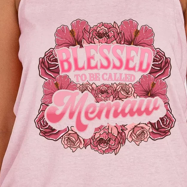 Blessed To Be Called Memaw Floral Cute Mothers Day Funny Gift Women's Knotted Racerback Tank