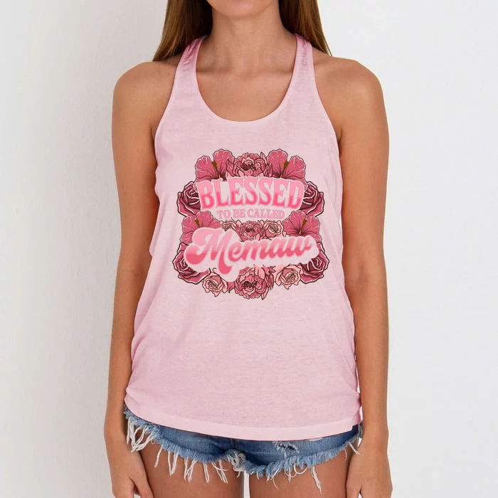 Blessed To Be Called Memaw Floral Cute Mothers Day Funny Gift Women's Knotted Racerback Tank