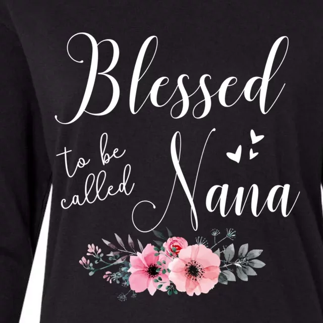 Blessed To Be Nana Women Grandma MotherS Day Christmas Womens Cotton Relaxed Long Sleeve T-Shirt