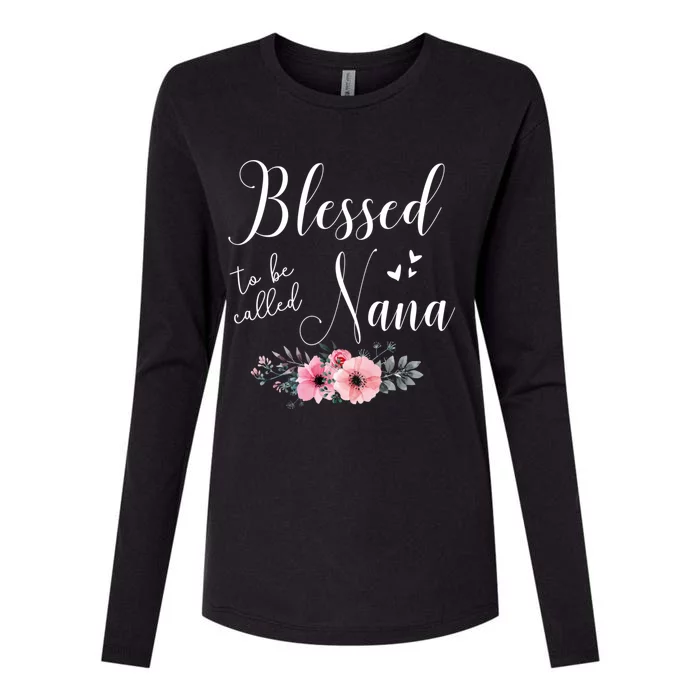 Blessed To Be Nana Women Grandma MotherS Day Christmas Womens Cotton Relaxed Long Sleeve T-Shirt