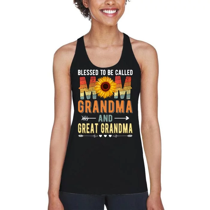 Blessed To Be Called Mom Grandma Great Grandma MotherS Day Women's Racerback Tank