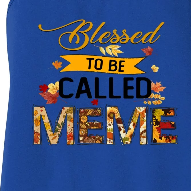 Blessed To Be Called Meme Autum Halloween Grandma Meaningful Gift Women's Racerback Tank