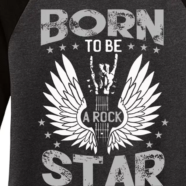 Born To Be A Rock Star Women's Tri-Blend 3/4-Sleeve Raglan Shirt