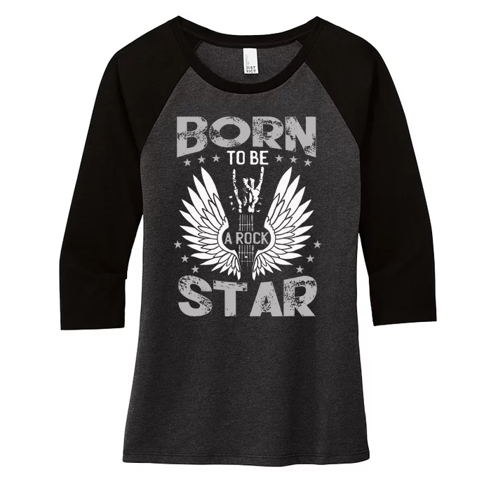 Born To Be A Rock Star Women's Tri-Blend 3/4-Sleeve Raglan Shirt