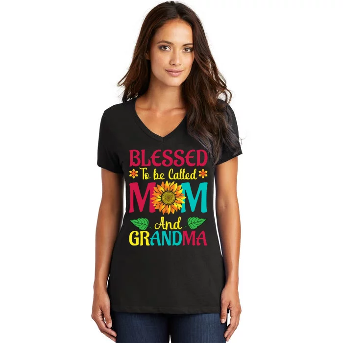 Blessed To Be Called Mom Grandma Great Grandma MotherS Women's V-Neck T-Shirt