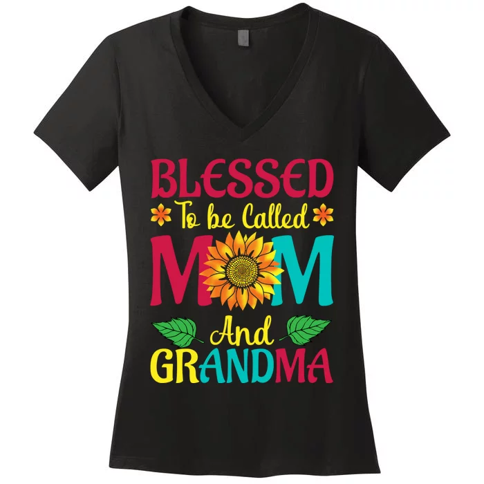 Blessed To Be Called Mom Grandma Great Grandma MotherS Women's V-Neck T-Shirt