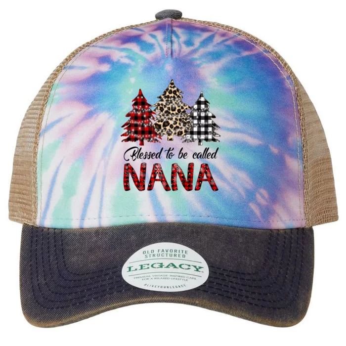 Blessed To Be Called Nana Christmas Pine Tree MotherS Day Legacy Tie Dye Trucker Hat