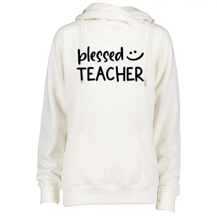 Blessed Teacher Womens Funnel Neck Pullover Hood