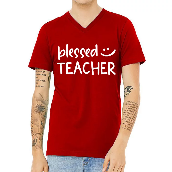 Blessed Teacher V-Neck T-Shirt