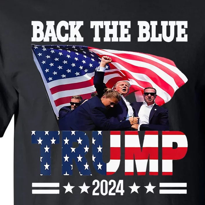 Back The Blue Trump 2024 Police American Flag Thin Blue Line Tall T-Shirt