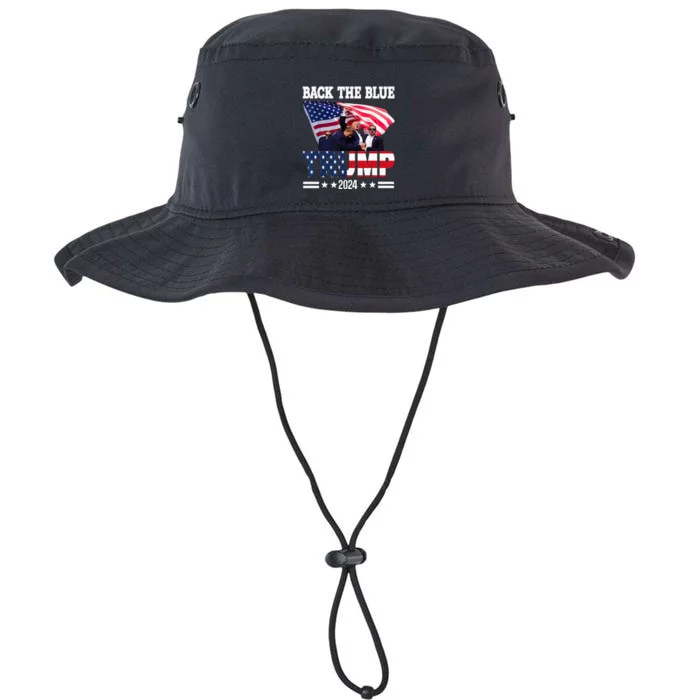 Back The Blue Trump 2024 Police American Flag Thin Blue Line Legacy Cool Fit Booney Bucket Hat