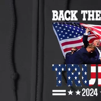 Back The Blue Trump 2024 Police American Flag Thin Blue Line Full Zip Hoodie