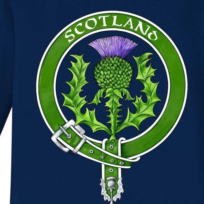 Belted Thistle Badge Of Scotland Baby Long Sleeve Bodysuit