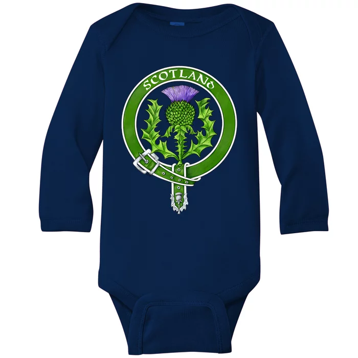 Belted Thistle Badge Of Scotland Baby Long Sleeve Bodysuit