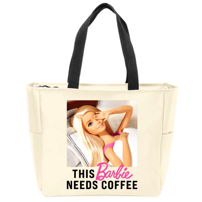 Barbie_ This Barbie_ Needs Coffee Zip Tote Bag