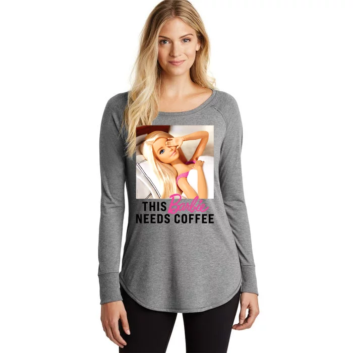 Barbie_ This Barbie_ Needs Coffee Women's Perfect Tri Tunic Long Sleeve Shirt