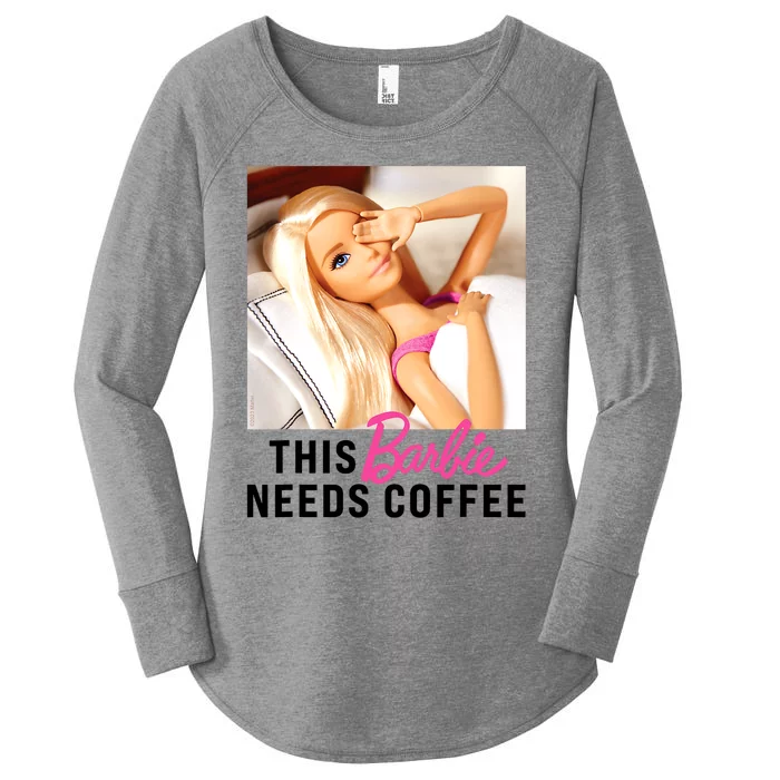 Barbie_ This Barbie_ Needs Coffee Women's Perfect Tri Tunic Long Sleeve Shirt