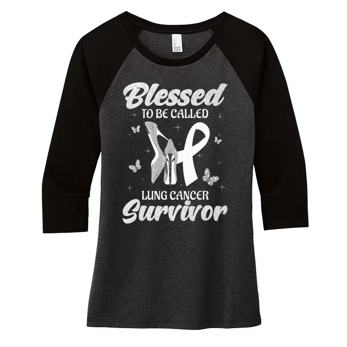 Blessed To Be Called Lung Cancer Survivor High Heels Women's Tri-Blend 3/4-Sleeve Raglan Shirt