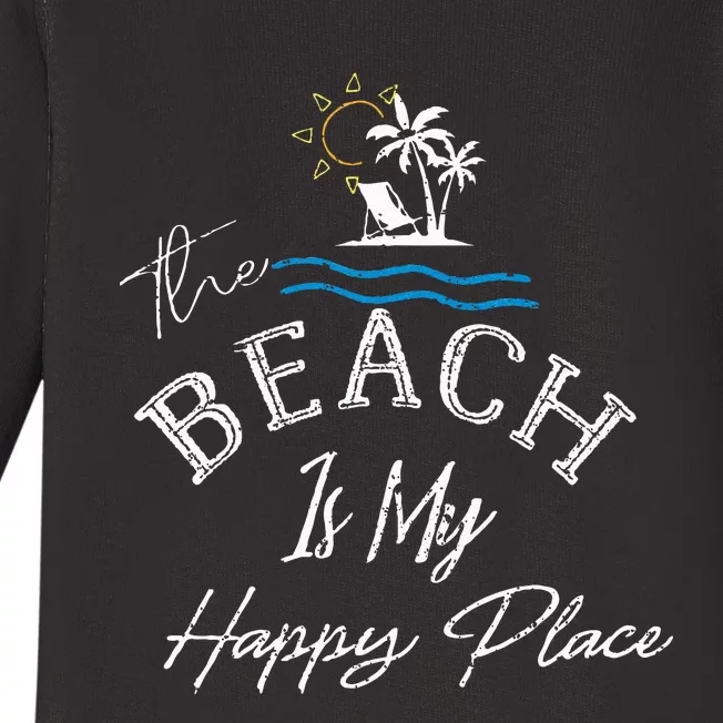 Beach The Beach Is My Happy Place Woman Baby Long Sleeve Bodysuit