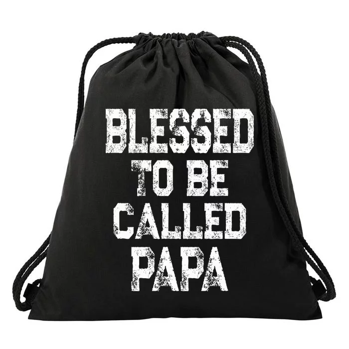 Blessed To Be Called Papa  Vintage Grandpa Drawstring Bag