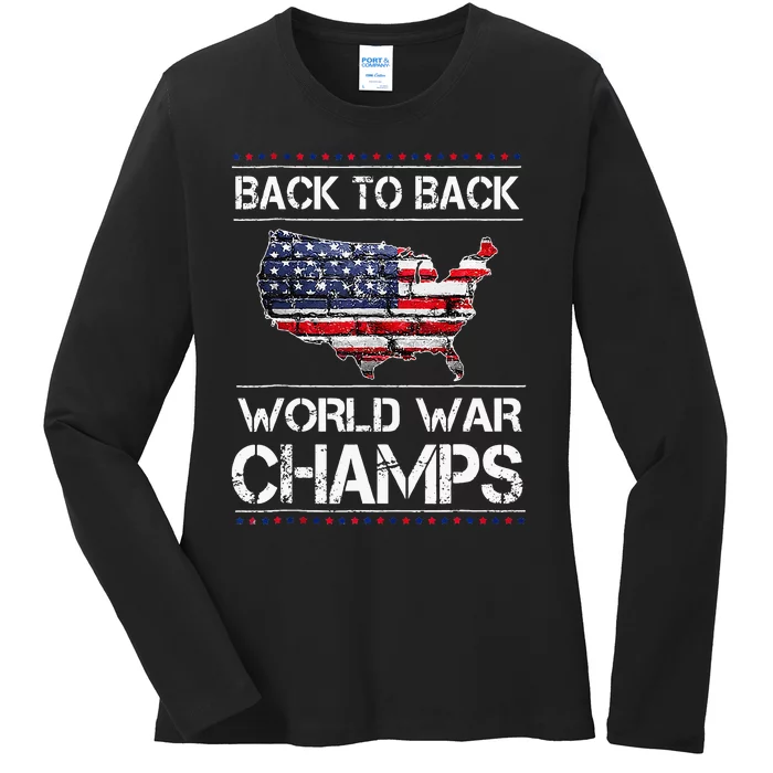 Back To Back Undefeated World War Champs Ladies Long Sleeve Shirt