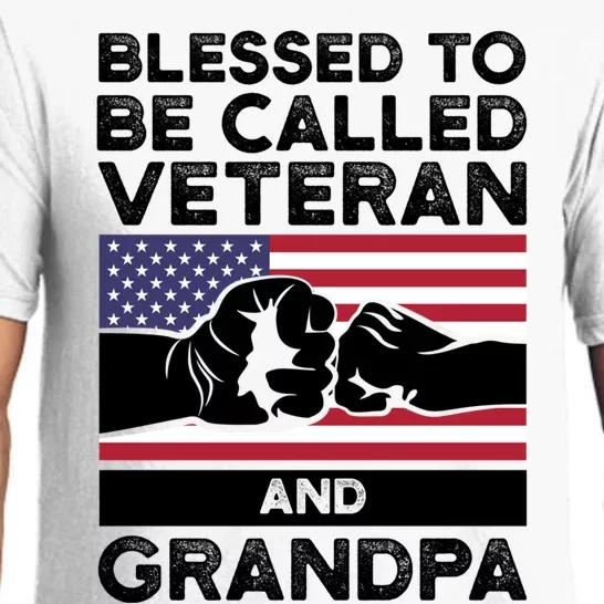 Blessed To Be Called Veteran And Grandpa Veteran Funny Gift Pajama Set