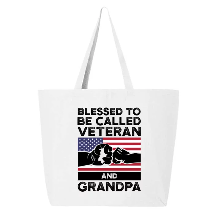 Blessed To Be Called Veteran And Grandpa Veteran Funny Gift 25L Jumbo Tote