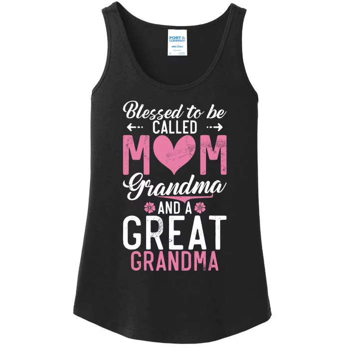 Blessed To Be Called Grandma And A Great Grandma Ladies Essential Tank