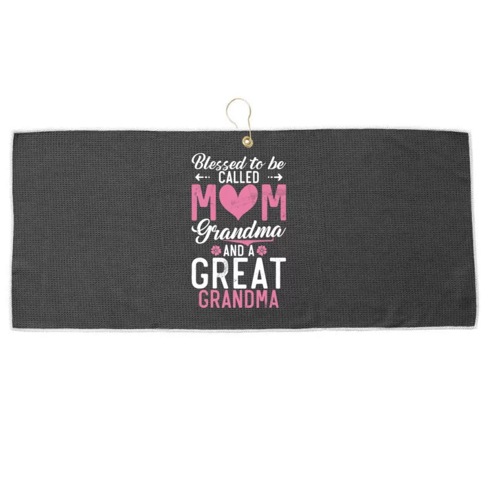 Blessed To Be Called Grandma And A Great Grandma Large Microfiber Waffle Golf Towel