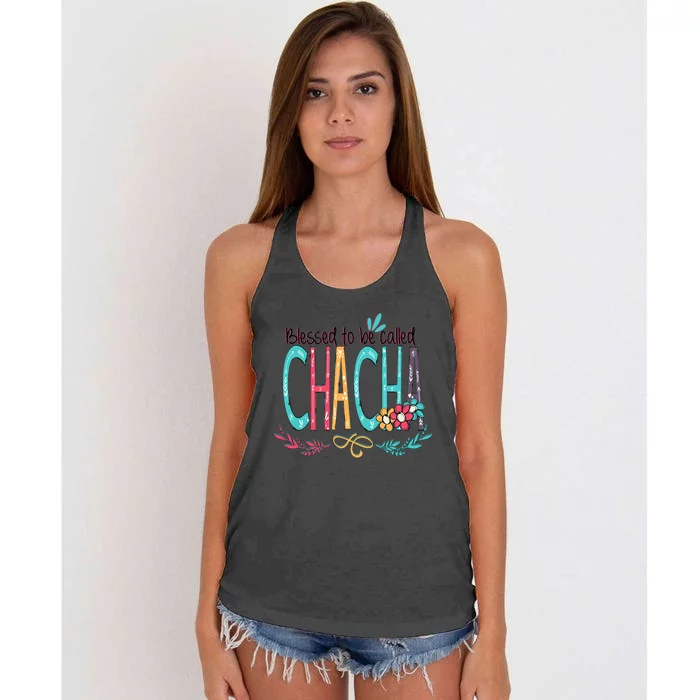 Blessed To Be Called Chacha Colorful Grandma Women's Knotted Racerback Tank