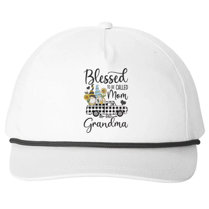 Blessed To Be Called Mom And Grandma Gnomes Sunflower Meaningful Gift Snapback Five-Panel Rope Hat