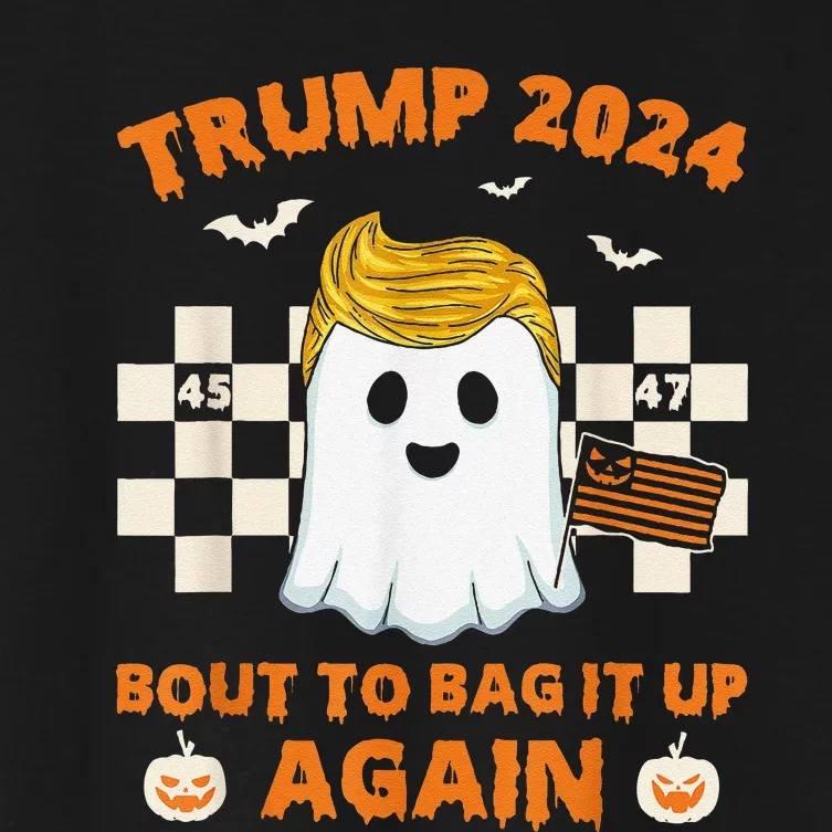 Bout To Bag It Up Again 2024 Trump Ghost Halloween Campaign Women's Crop Top Tee