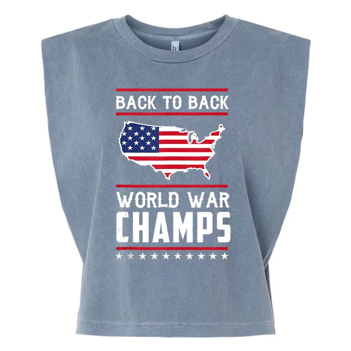 Back To Back World War Champs US Flag 4th Of July Garment-Dyed Women's Muscle Tee