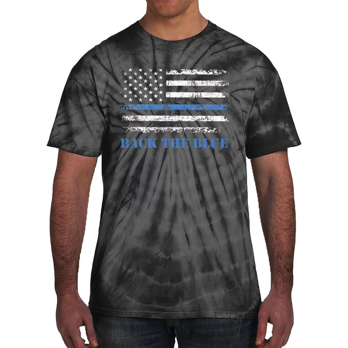 Back The Blue Thin Blue Line American Flag Police Support Tie-Dye T-Shirt