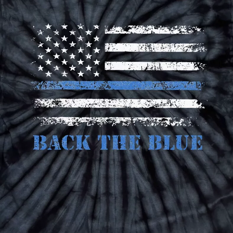 Back The Blue Thin Blue Line American Flag Police Support Tie-Dye T-Shirt