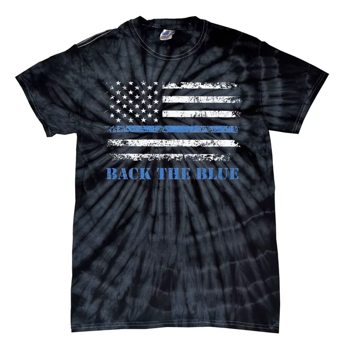 Back The Blue Thin Blue Line American Flag Police Support Tie-Dye T-Shirt