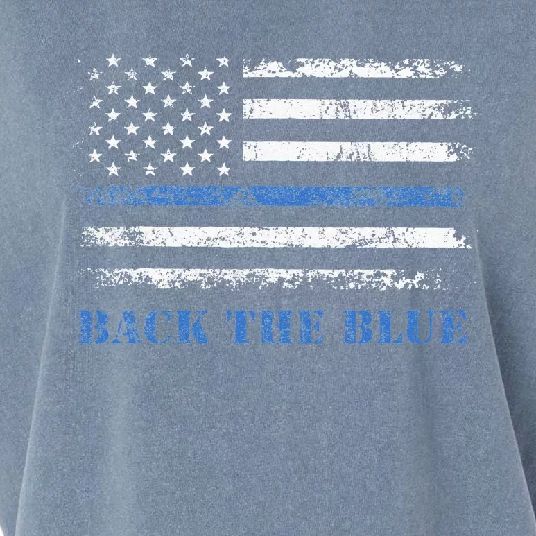 Back The Blue Thin Blue Line American Flag Police Support Garment-Dyed Women's Muscle Tee