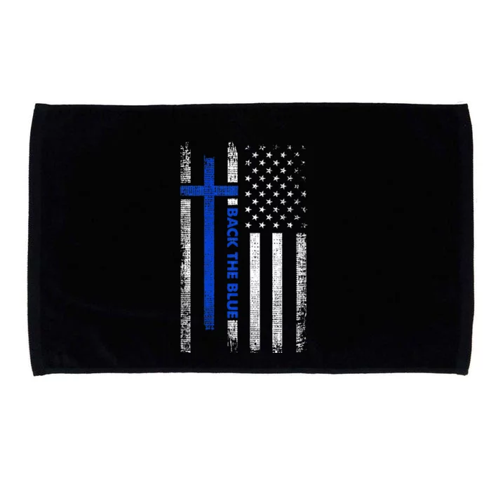 Back The Blue Jesus Faith Cross Police Thin Blue Line Flag Microfiber Hand Towel