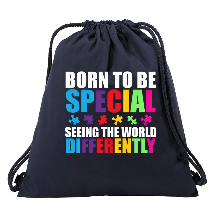 Born To Be Special Seeing World Differently Autism Awareness Gift Drawstring Bag