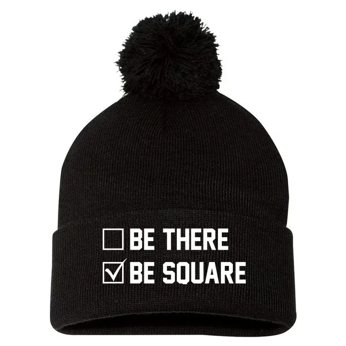 Be There Be Square Pom Pom 12in Knit Beanie