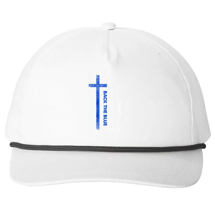 Back The Blue Jesus Faith Cross Police Thin Blue Line Flag Snapback Five-Panel Rope Hat